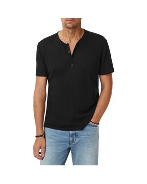 John Varvatos Ciel Variegated Rib Henley - Black