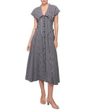 MELLODAY Gingham Smocked Waist Maxi Dress - Purple