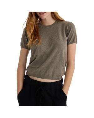 Bella Dahl Short Sleeve Cotton & Cashmere Top - Gray