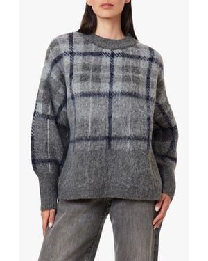 Habitual Brushed Plaid Sweater - Gray