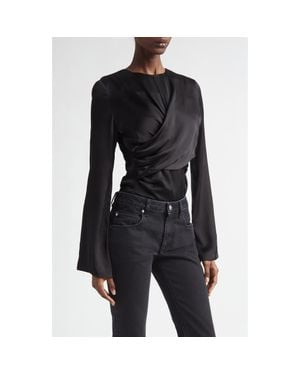 Isabel Marant Neame Draped Bell Sleeve Top - Black