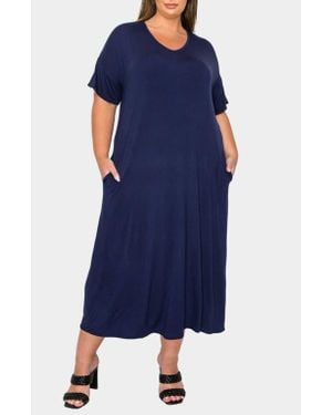 L I V D Olivia Short Sleeve Midi Dress - Blue
