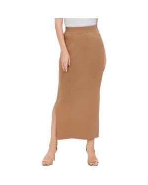 Kimi + Kai Side Slit Knit Maxi Skirt - Brown