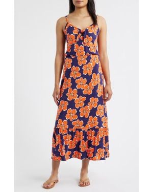 Loveappella Tie Front Midi Dress - Red