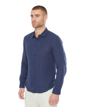 Onia Air Linen Long Sleeve Shirt - Blue