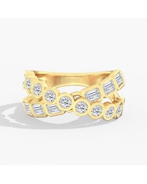 Everlee Round And Emerald Bezel Crossover Lab Diamond Ring - Metallic