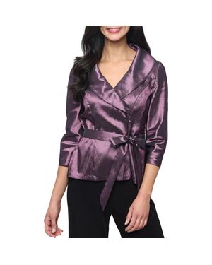 Alex Evenings Portrait Collar Faux Wrap Top - Purple