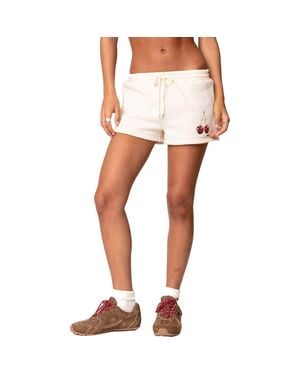 Edikted Tie-Waist Printed Cotton Shorts - White