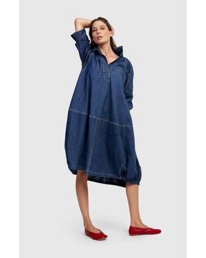 Alembika Panama Oversized Shirt Dress - Blue