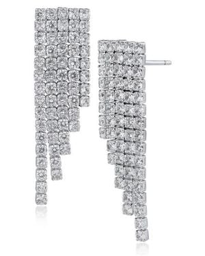 CZ by Kenneth Jay Lane Cubic Zirconia Fringe Earrings - White