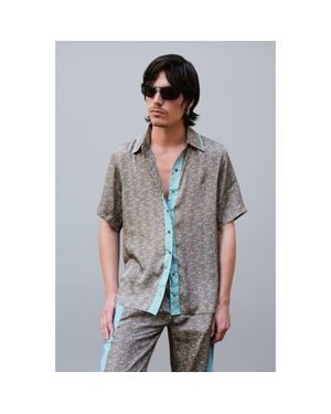 Monzlapur Paisley Motif Short Sleeve Shirt - Gray