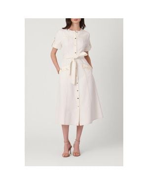 Shoshanna Studded Denim Bethany Dress - White