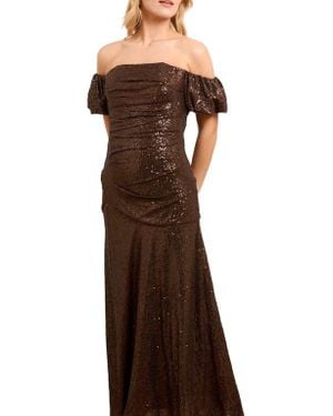 Needle & Thread Sunbeam Valentina Off-Shoulder Gown - Brown