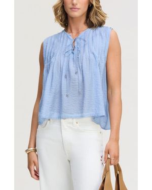 Sam Edelman Pintuck Sleeveless Top - Blue