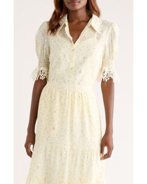 Bobeau Lace Edge Top - Natural