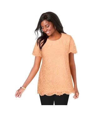 Jessica London Stretch Lace Tunic - Green