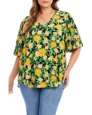 Karen Kane Puff Sleeve Crepe Top - Yellow