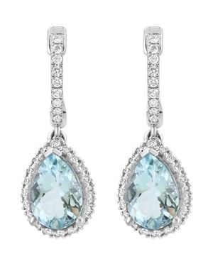 Effy 14K Diamond Pear Aquamarine Drop Earrings - Blue