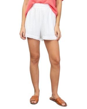 Rails Leighton Smocked Waist Seersucker Shorts - White
