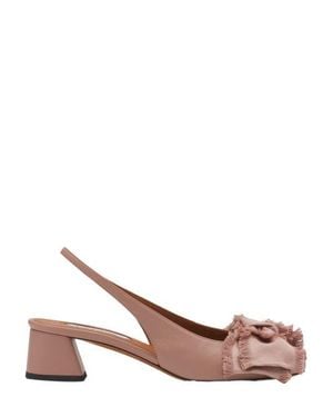 Lanvin Leather Heeled Slingback Ballerina - Pink