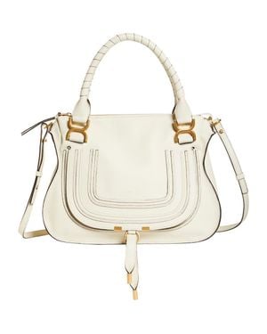 Chloé Medium Marcie Calfskin Leather Satchel - White