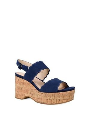 Pelle Moda Cicel Slingback Platform Wedge Sandal - Blue