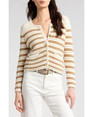 PAIGE Oberon Stripe Cotton Blend Cardigan - Natural