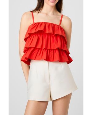 French Connection Aimee Ruffle Cotton Camisole - Red