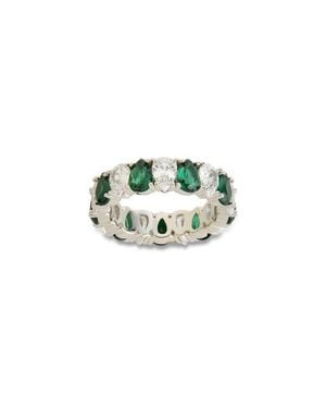 Sterling Forever Pear Cubic Zirconia Eternity Ring - Green