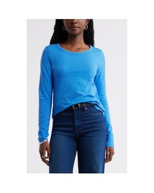 Caslon Long Sleeve Slub Crewneck T-Shirt - Blue
