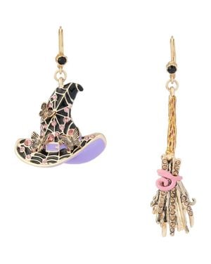 Betsey Johnson Broomstick Leverback Drop Earrings - Metallic