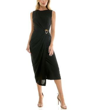 Socialite Hardware Waist Midi Dress - Black