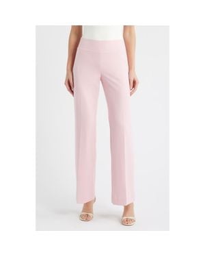 Anne Klein High Waist Pull-On Wide Leg Pants - Pink