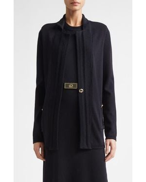 St. John Legacy Wool Blend Sweater Coat - Black