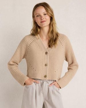 Haven Well Within Cashmere Shaker Stitch Cropped Cardigan - Natural