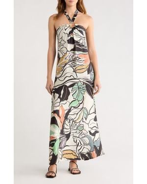 Elan O-Ring Halter Maxi Cover-Up Dress - White