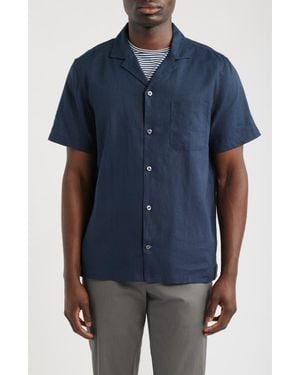 Mack Weldon Relaxed Fit Linen Camp Shirt - Blue