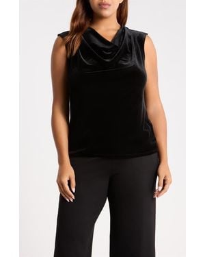 Anne Klein Cowl Neck Velvet Top - Black