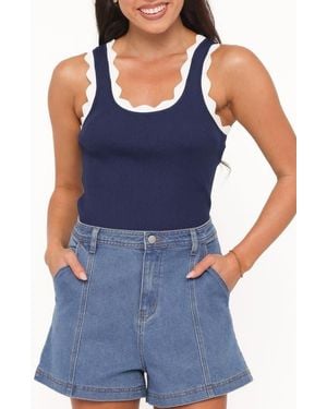 Petal & Pup Johnson Scalloped Trim Tank - Blue