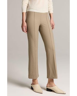Vince Niki Mid Rise Crop Flare Plaid Pants - Natural