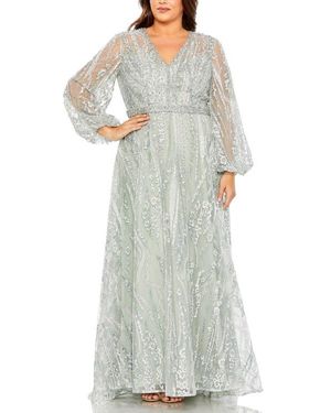 Mac Duggal Embroidered Flutter Sleeve A Line V Neck Dress in Pink | Lyst