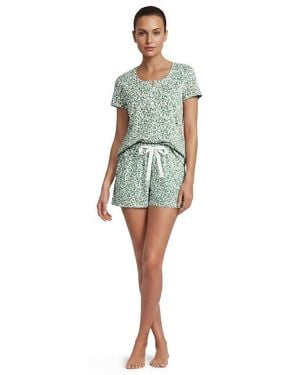 Lands' End Knit 2 Piece Pajama Set - Blue