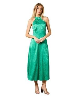 Oasis Bias Halterneck Midi Dress - Green