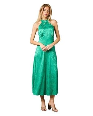 Oasis Bias Halterneck Midi Dress - Green