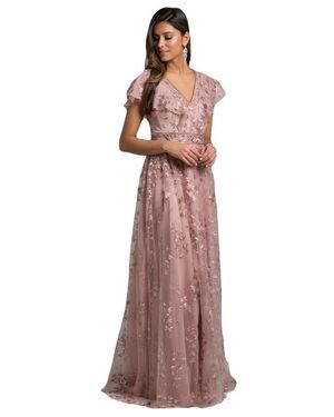 LARA New York Lace, V-Neck Dress - Purple