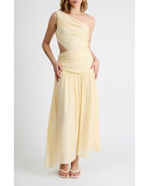 Extro & Vert Delilah One-Shoulder Cutout Detail Draped Maxi Dress - Natural