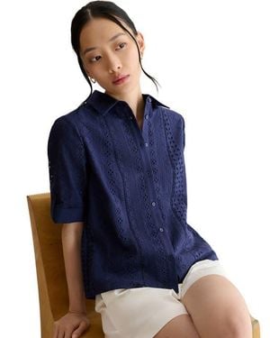 Hobbs Cristie Short Sleeve Loose Fit Shirt - Blue