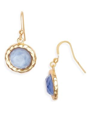 Karine Sultan Round Glass Drop Earrings - Blue