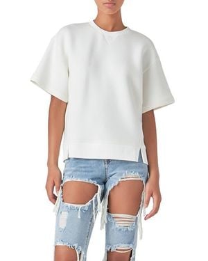 Grey Lab Scuba Knit Short Sleeve Sweatshirt - White