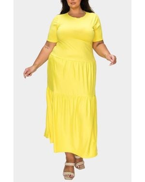 L I V D Jourdan Tiered Maxi Dress - Yellow